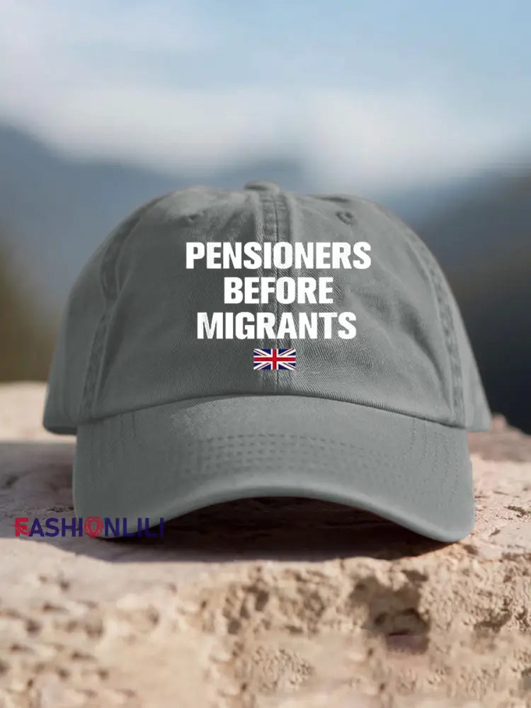 Unisex UK Flag Immigration Printed Hat Light Gray / ONE