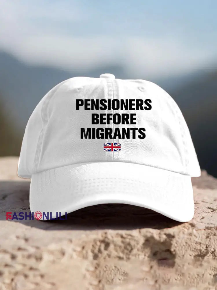 Unisex UK Flag Immigration Printed Hat White / ONE