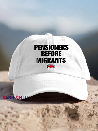 Unisex UK Flag Immigration Printed Hat White / ONE