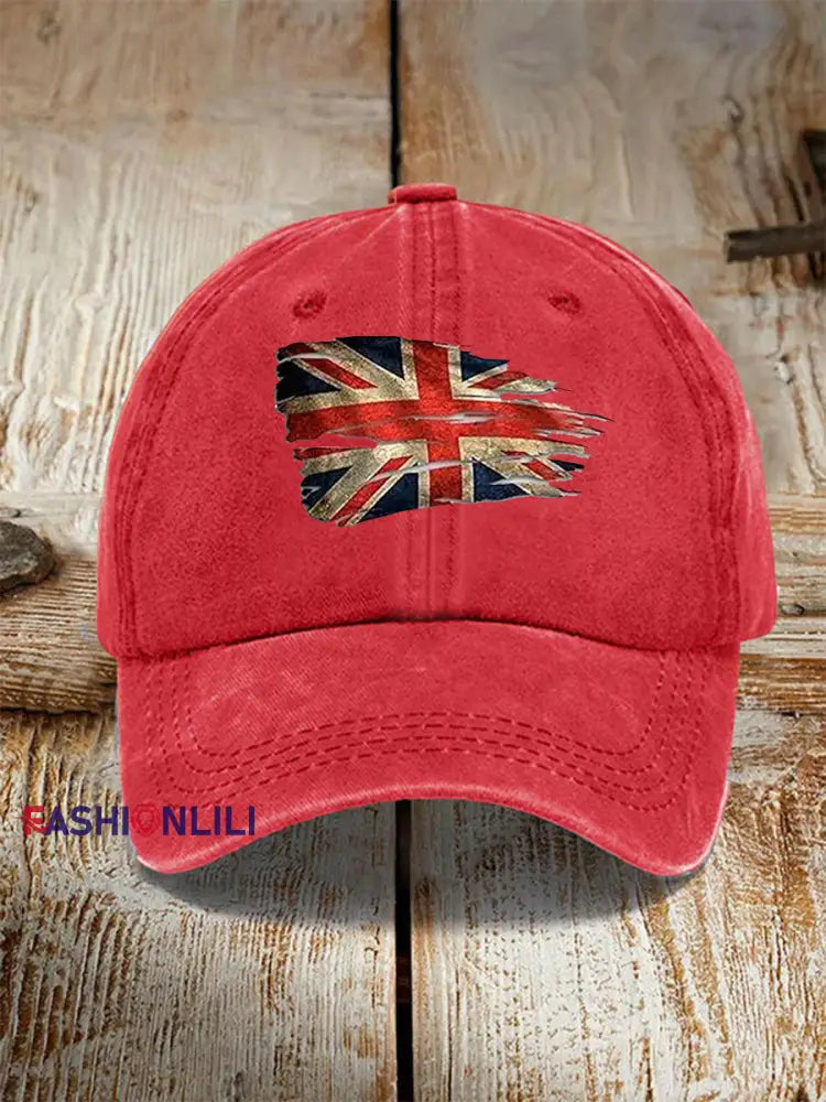 Unisex UK Flag Print Hat Red / JM