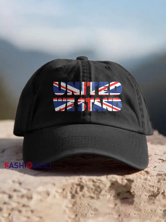 Unisex UK Flag Printed Hat Black / ONE