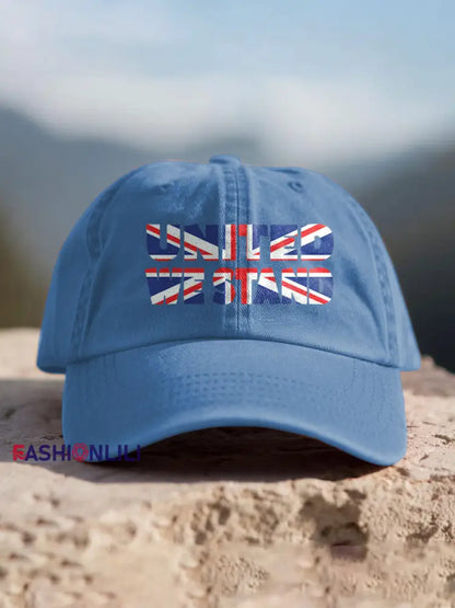 Unisex UK Flag Printed Hat Blue / ONE