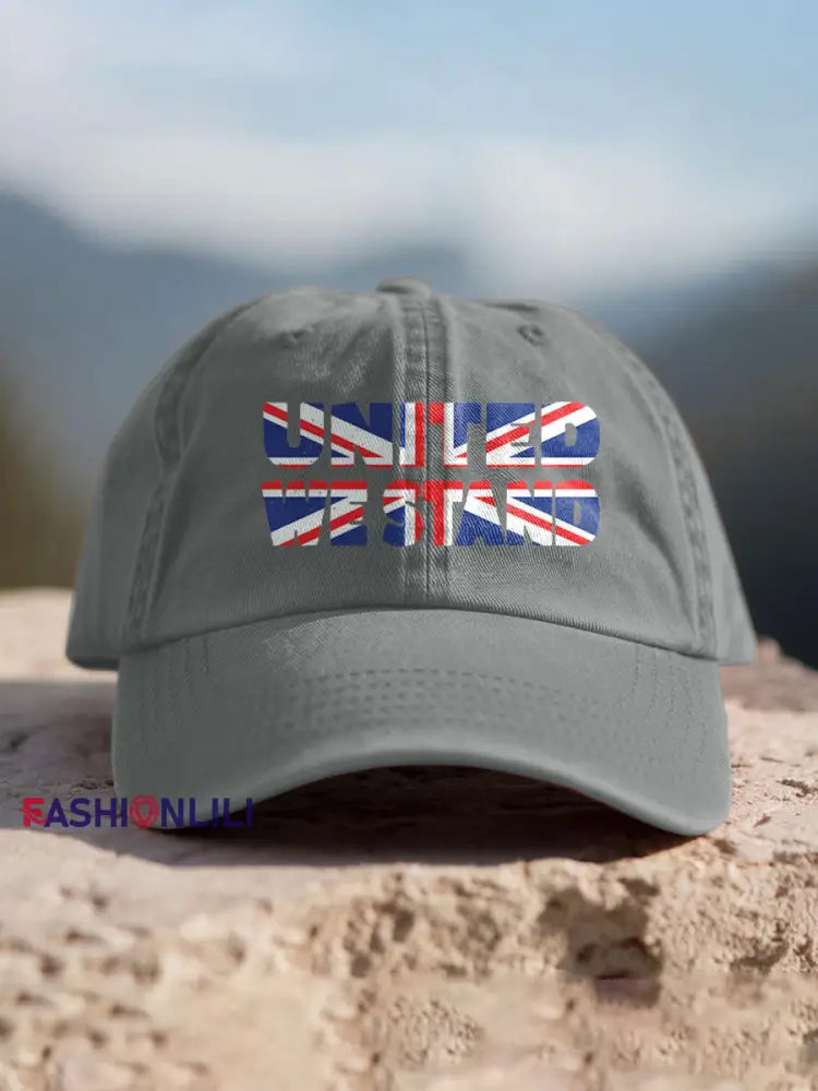 Unisex UK Flag Printed Hat Light Gray / ONE