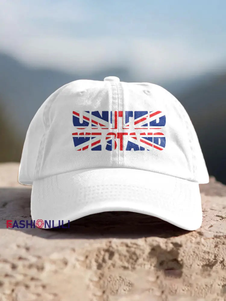 Unisex UK Flag Printed Hat White / ONE