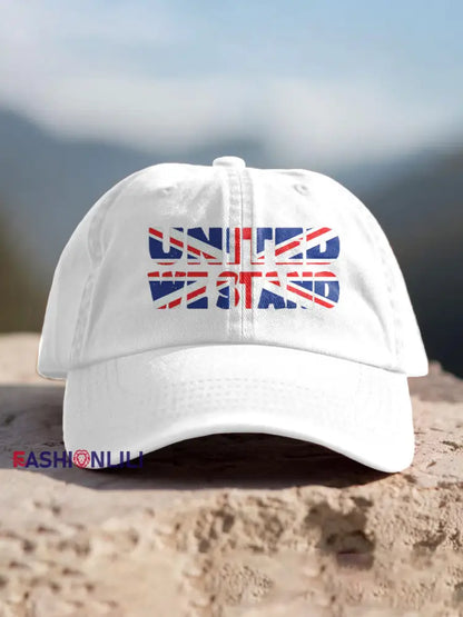 Unisex UK Flag Printed Hat White / ONE