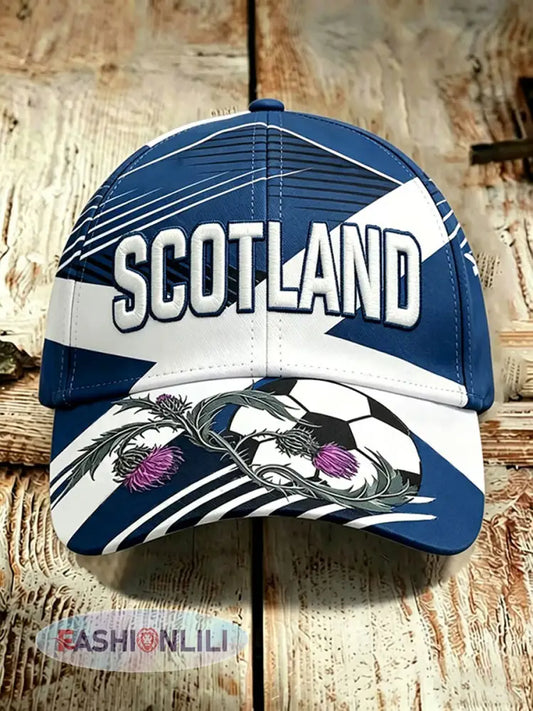 Unisex UK Football Lover Scotland Printed Hat - Navy Blue / ONE