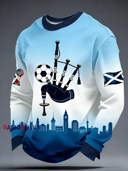 Unisex UK Football Lover Scotland We’ll Be Coming 2026 Printed Casual Waffle Top Blue / S