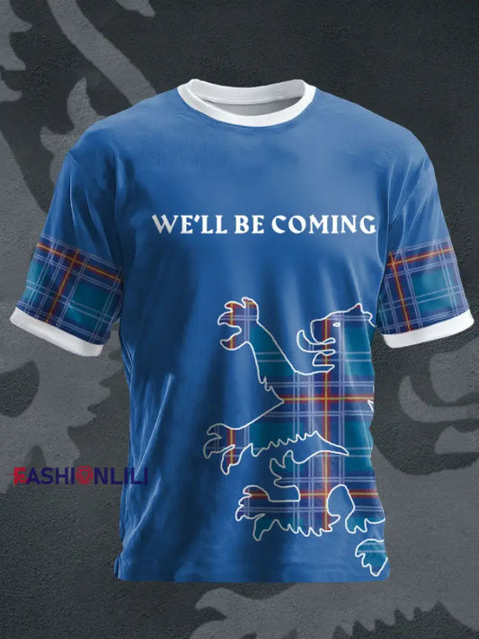 Unisex UK Football Lover Scotland We’ll Be Coming 2026 Printed T-shirt Blue / S