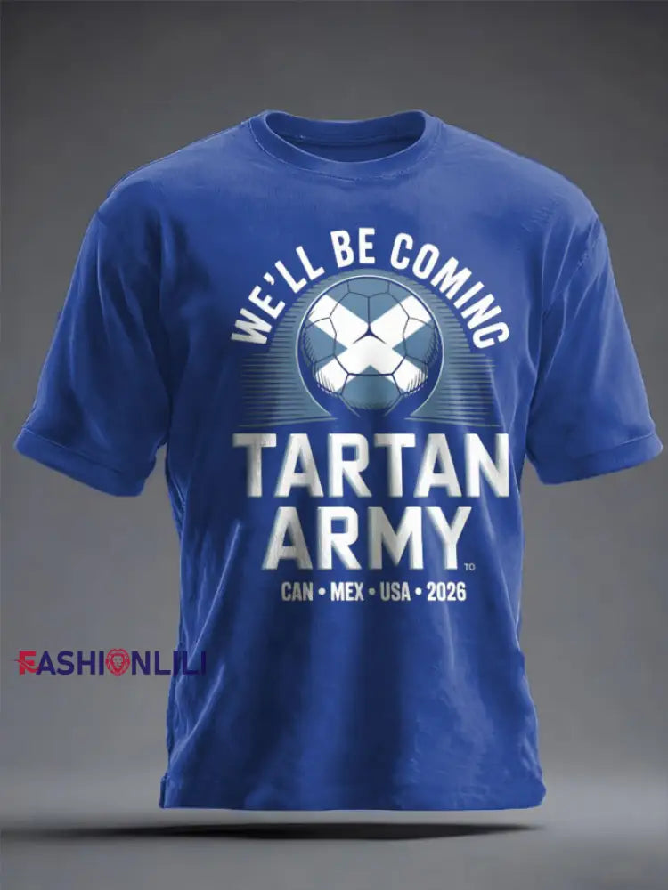 Unisex UK Football Lover Scotland We’ll Be Coming 2026 Printed T-shirt Royal Blue / S