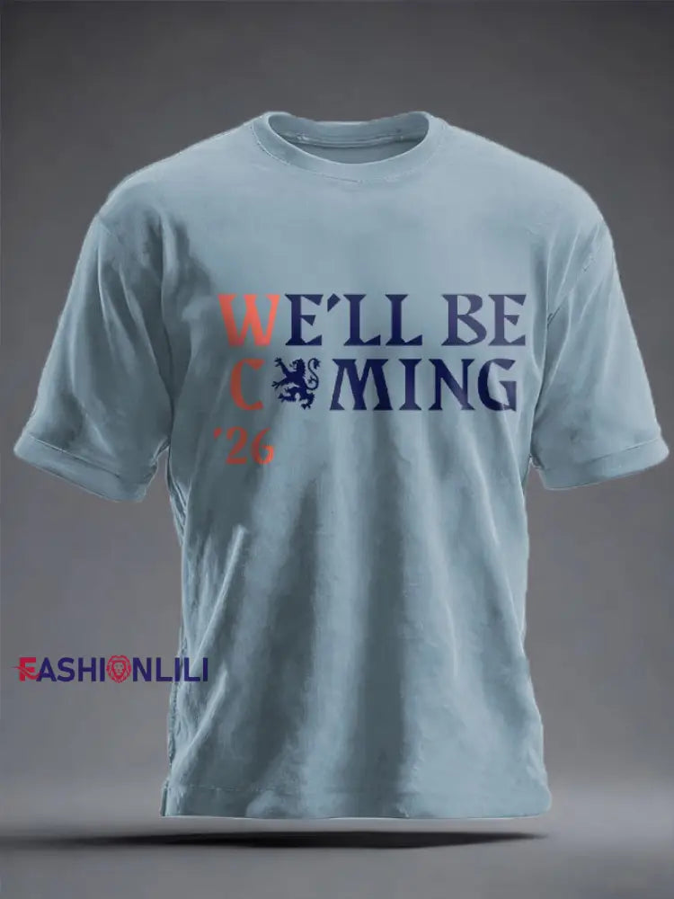 Unisex UK Football Lover Scotland We’ll Be Coming 2026 Printed T-shirt Sky Blue / S