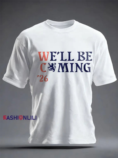 Unisex UK Football Lover Scotland We’ll Be Coming 2026 Printed T-shirt White / S