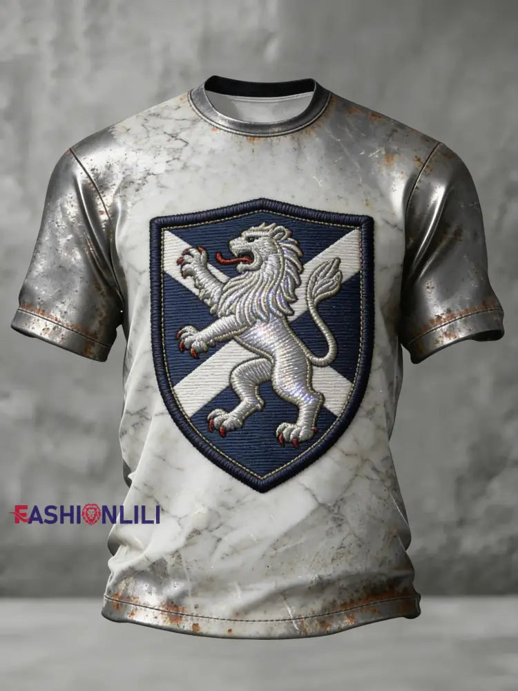 Unisex UK Football Scotland Printed Casual Cotton Short-sleeved T-shirt Gray / S