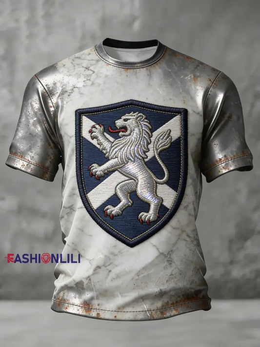 Unisex UK Football Scotland Printed Casual Cotton Short-sleeved T-shirt Gray / S