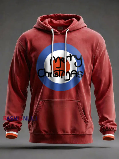 Unisex UK Mod Music Lover Christmas Printed Hoodie Red / S
