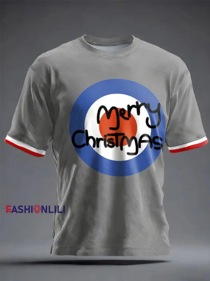 Unisex UK Mod Music Lover Christmas Printed T-shirt Light Gray / S