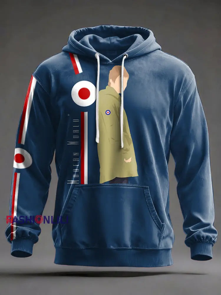 Unisex UK Mod Music Lover Printed Hoodie Blue / S