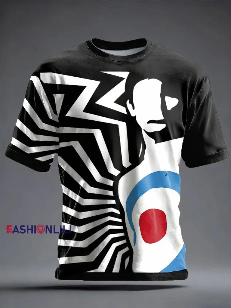 Unisex UK Mod Music Lover Printed T-shirt Black / S