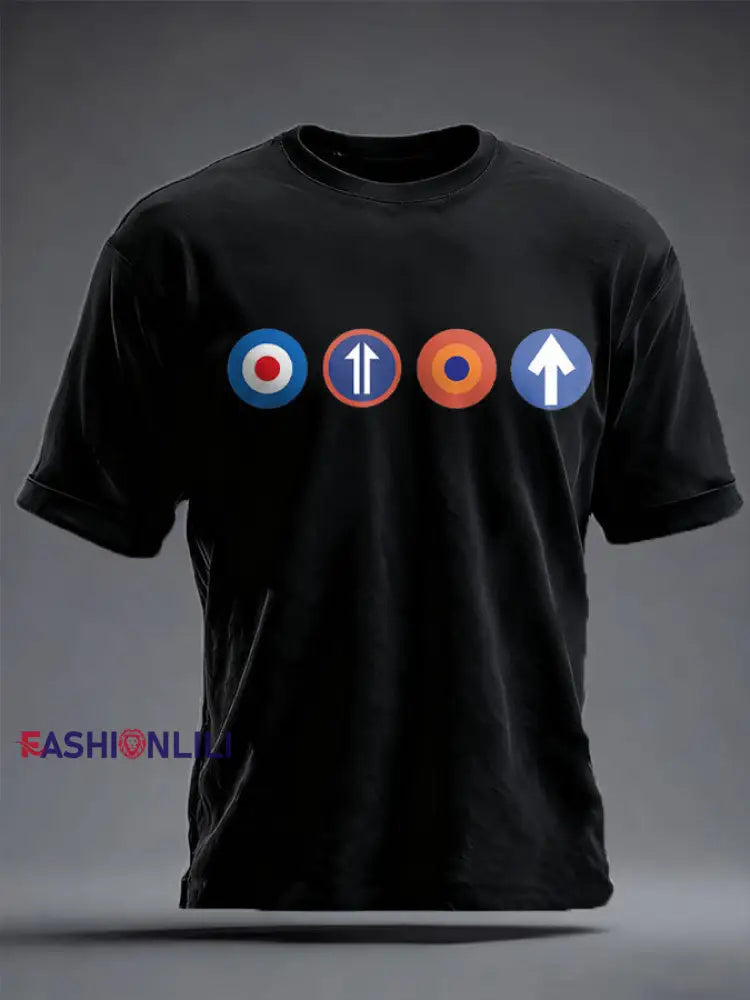 Unisex UK Mod Music Lover Printed T-shirt Black / S