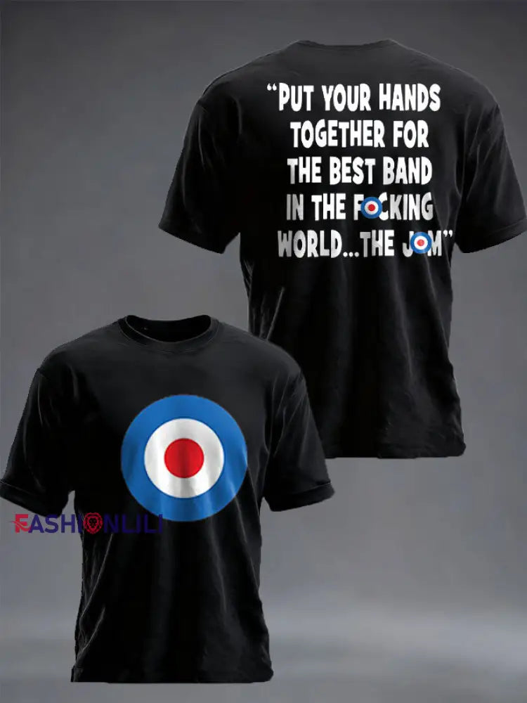 Unisex UK Mod Music Lover Printed T-shirt Black / S