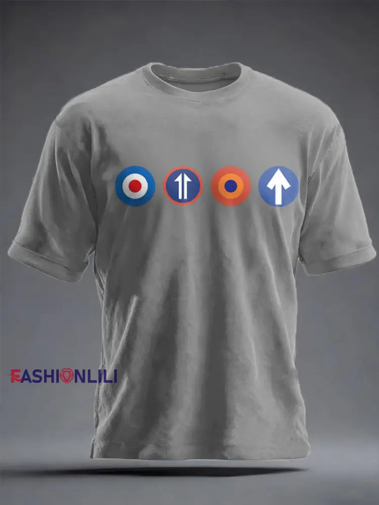 Unisex UK Mod Music Lover Printed T-shirt Light Gray / S