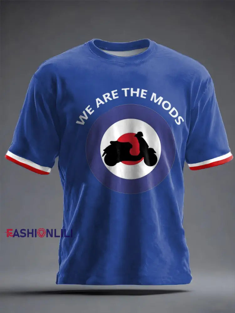 Unisex UK Mod Music Lover Printed T-shirt Royal Blue / S