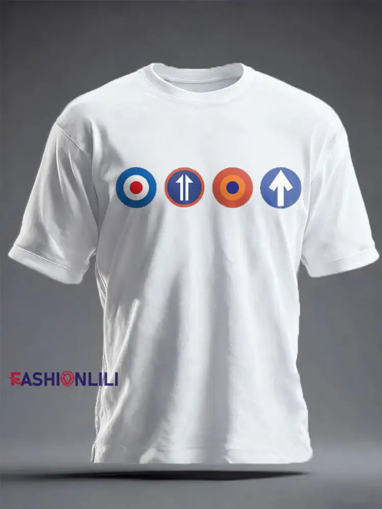 Unisex UK Mod Music Lover Printed T-shirt White / S