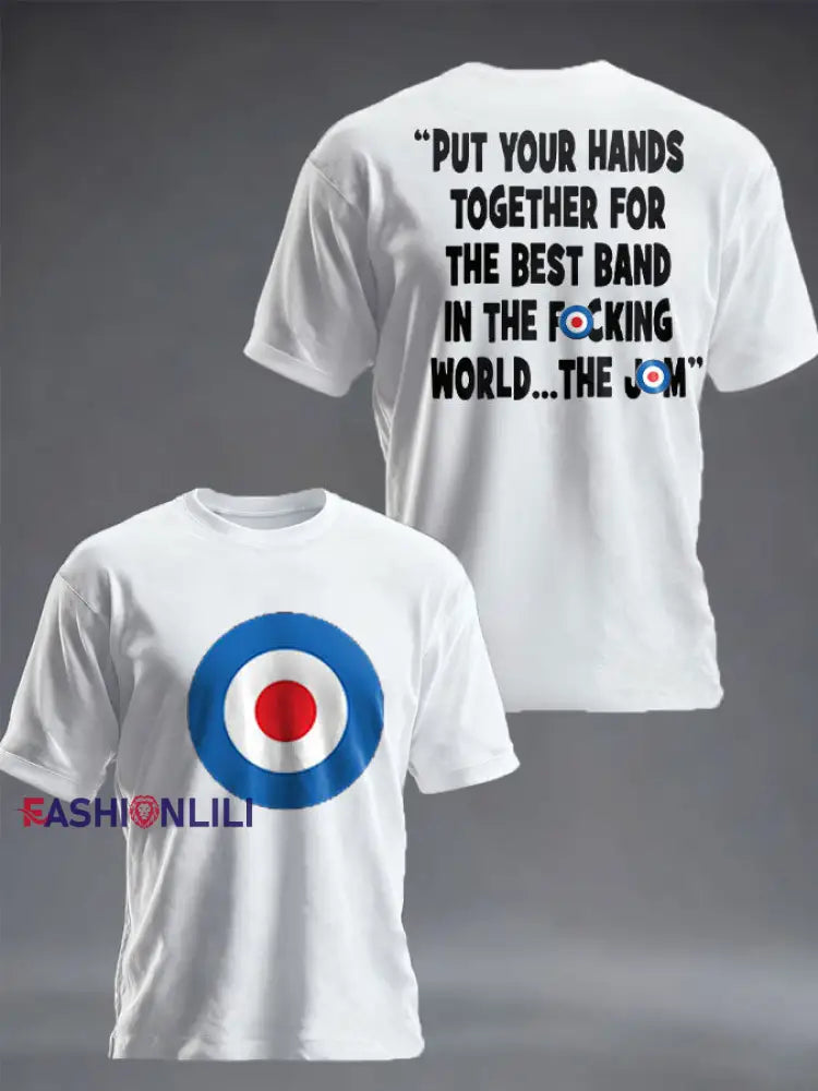 Unisex UK Mod Music Lover Printed T-shirt White / S