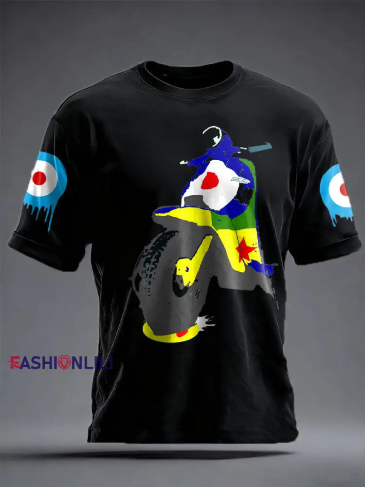 Unisex UK Mods Music Lover Printed T-shirt Black / S