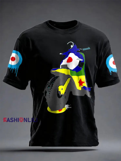 Unisex UK Mods Music Lover Printed T-shirt Black / S