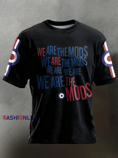 Unisex UK Mods Music Lover Printed T-shirt Black / S