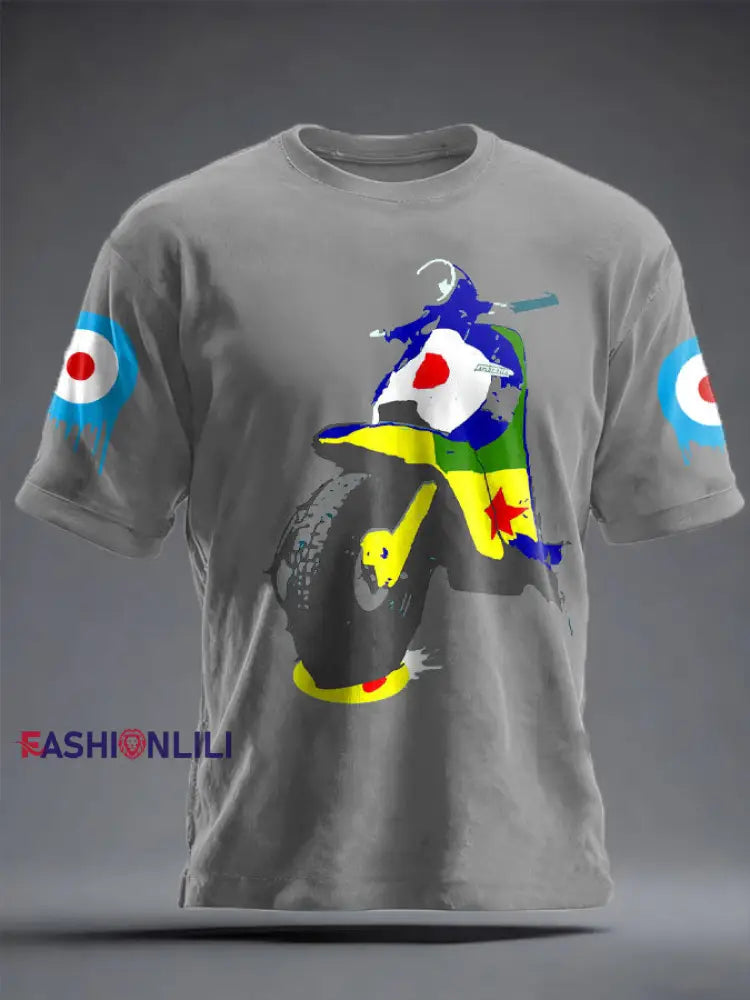 Unisex UK Mods Music Lover Printed T-shirt Light Gray / S