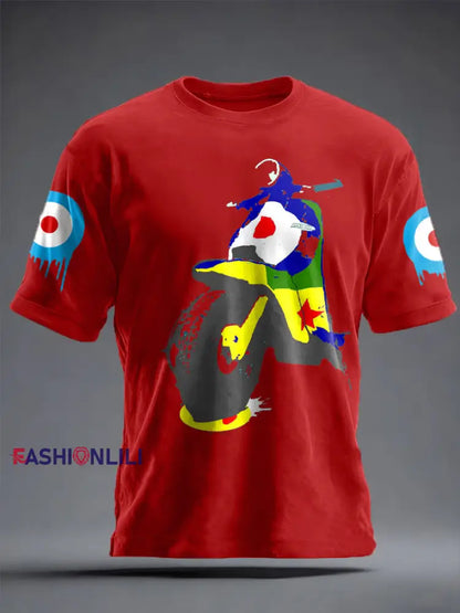 Unisex UK Mods Music Lover Printed T-shirt Pure Red / S