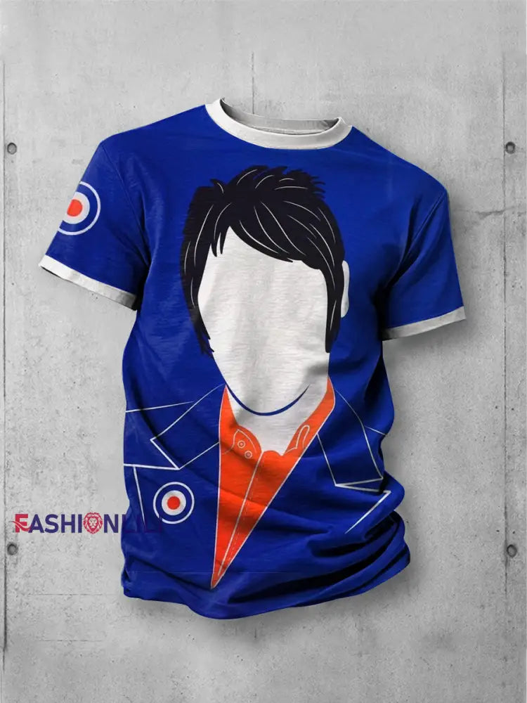 Unisex UK Mods Music Lover Printed T-shirt Royal Blue / S