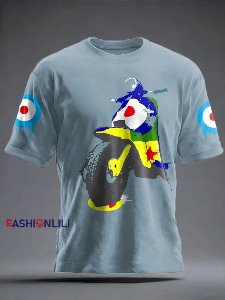 Unisex UK Mods Music Lover Printed T-shirt Sky Blue / S