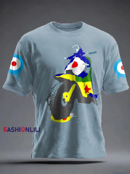 Unisex UK Mods Music Lover Printed T-shirt Sky Blue / S