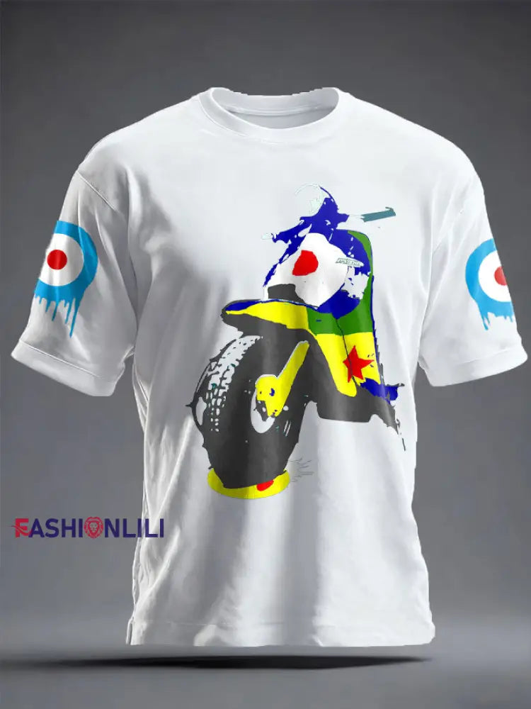 Unisex UK Mods Music Lover Printed T-shirt White / S