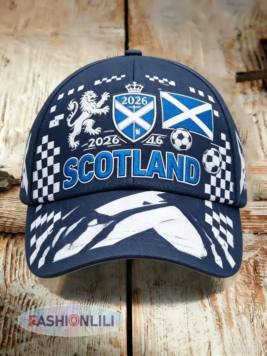 Unisex UK Scotland Football Lover 2026 Printed Casual Sporty Washed Hat - Blue / ONE