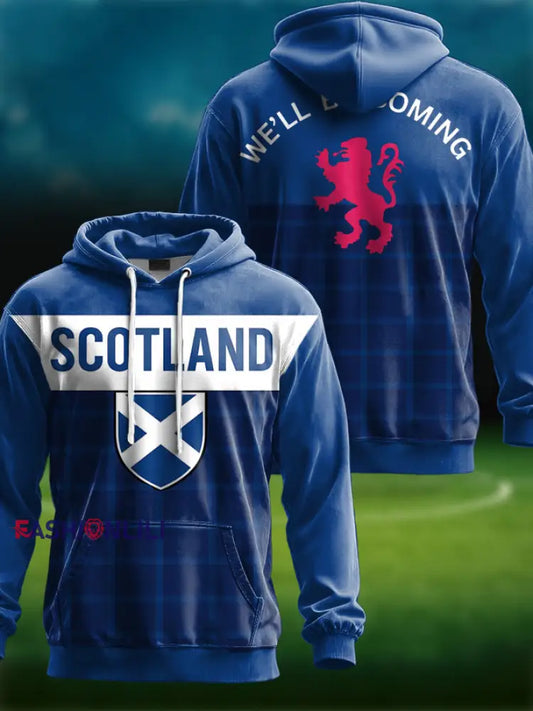 Unisex UK Scotland Football Lover We’ll Be Coming 2026 Printed Hoodie Blue / S