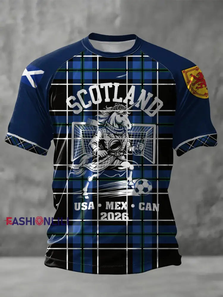 Unisex UK Scotland Football Lover We’ll Be Coming 2026 Printed T-shirt Navy Blue / S
