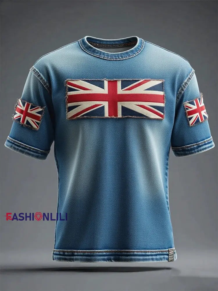 Unisex Union Jack printed short sleeves t-shirt As picture / S