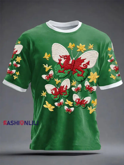 Unisex Wales Welsh Rugby Art Printed T-shirt Green / S