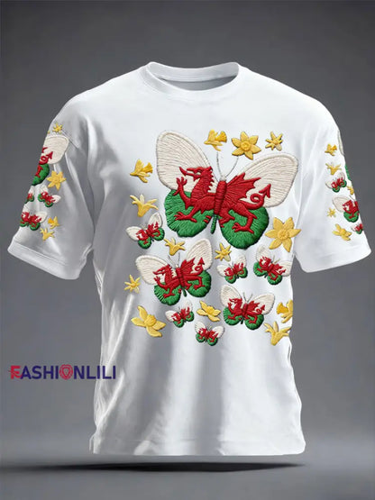 Unisex Wales Welsh Rugby Art Printed T-shirt White / S