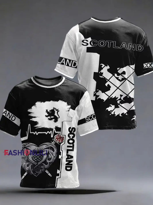 Vintage Britain Flag Badge Print Casual Cotton Short Sleeve T-Shirt Black / S