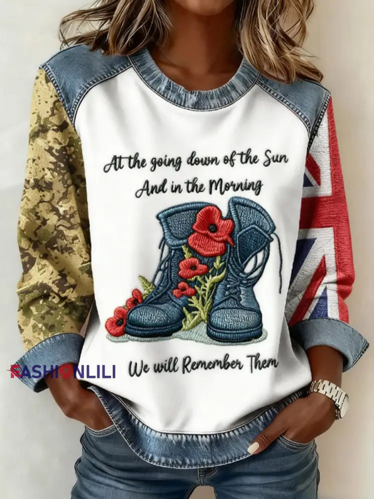 Women’s 11th November Remembrance Day LEST WE’S FORGET Poppy Remembrance Sweatshirt White / S