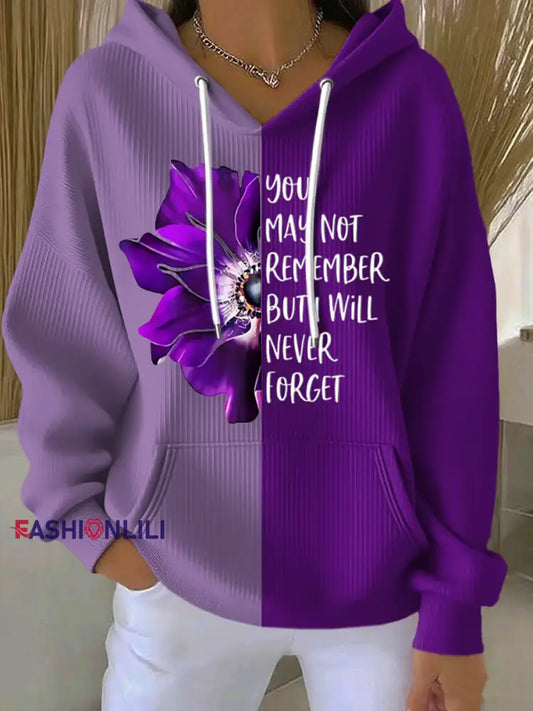 Women’s Alzheimer’s Awareness Print Hoodie Purple / S