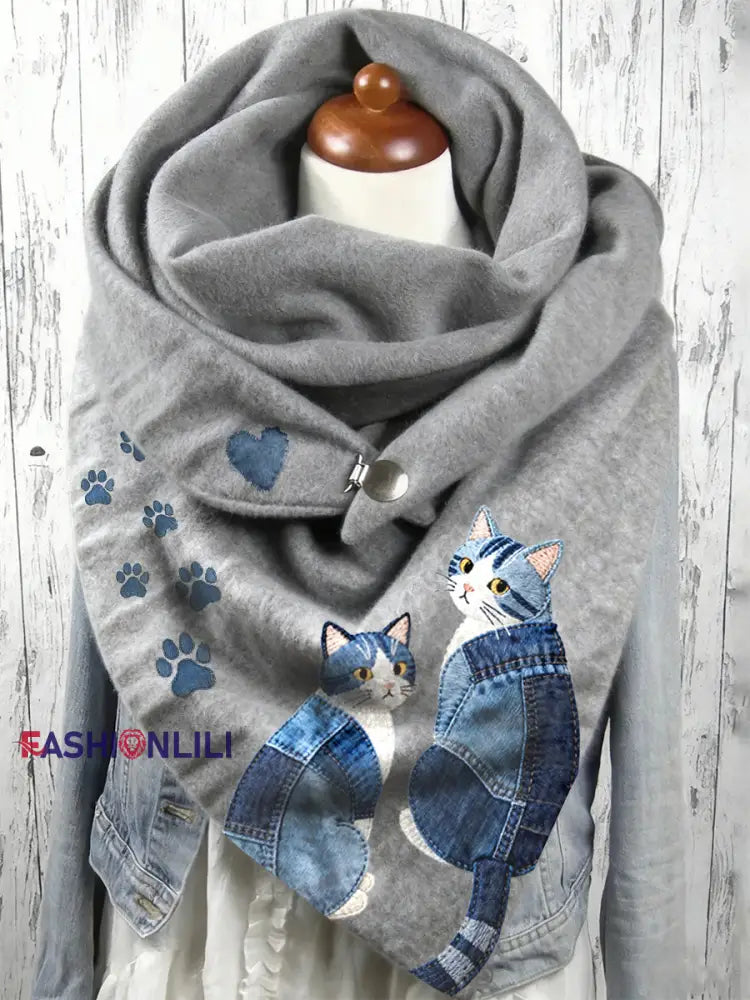 Women’s Animal Art Print Long Scarf A / ONE