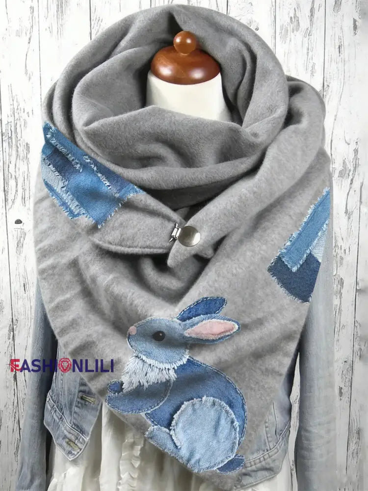 Women’s Animal Art Print Long Scarf A / ONE