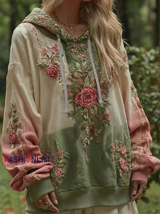 Women’s Breast Cancer Awareness Floral Gradient Hoodie Pink / S