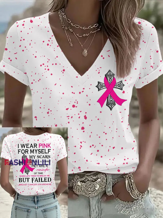 Women’s Breast Cancer Awareness I Wear Pink For Myself My Scars Tell A Story T Shirt As picture / S