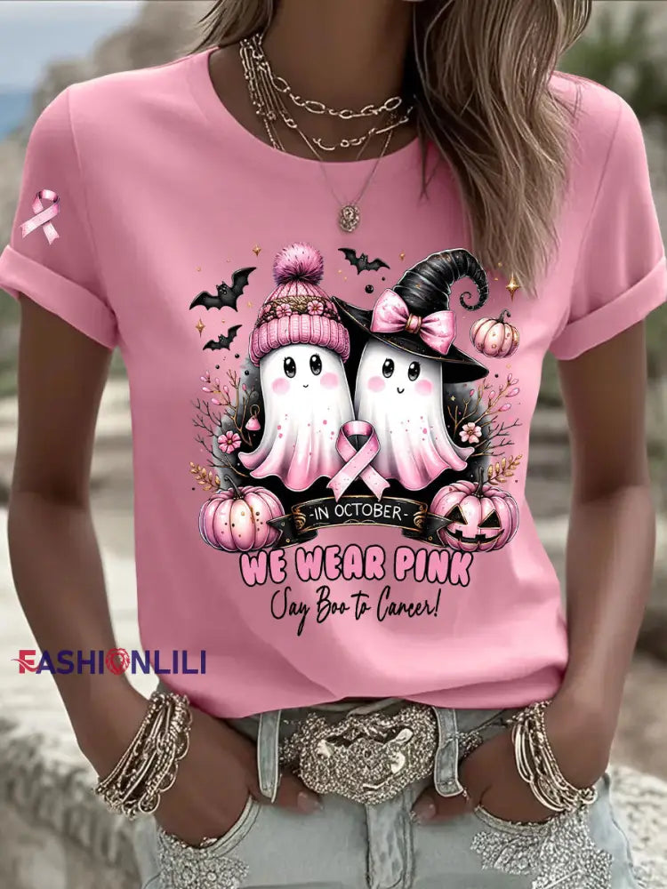 Women’s Breast Cancer Awareness In October We Wear Pink Print Casual T Shirt Pink / S